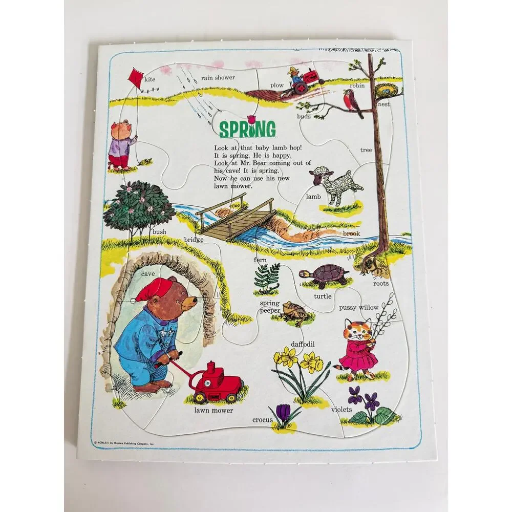 Vintage 1963 Richard Scarry's Seasons Box Set of 4 Frame Tray Puzzles Whitman